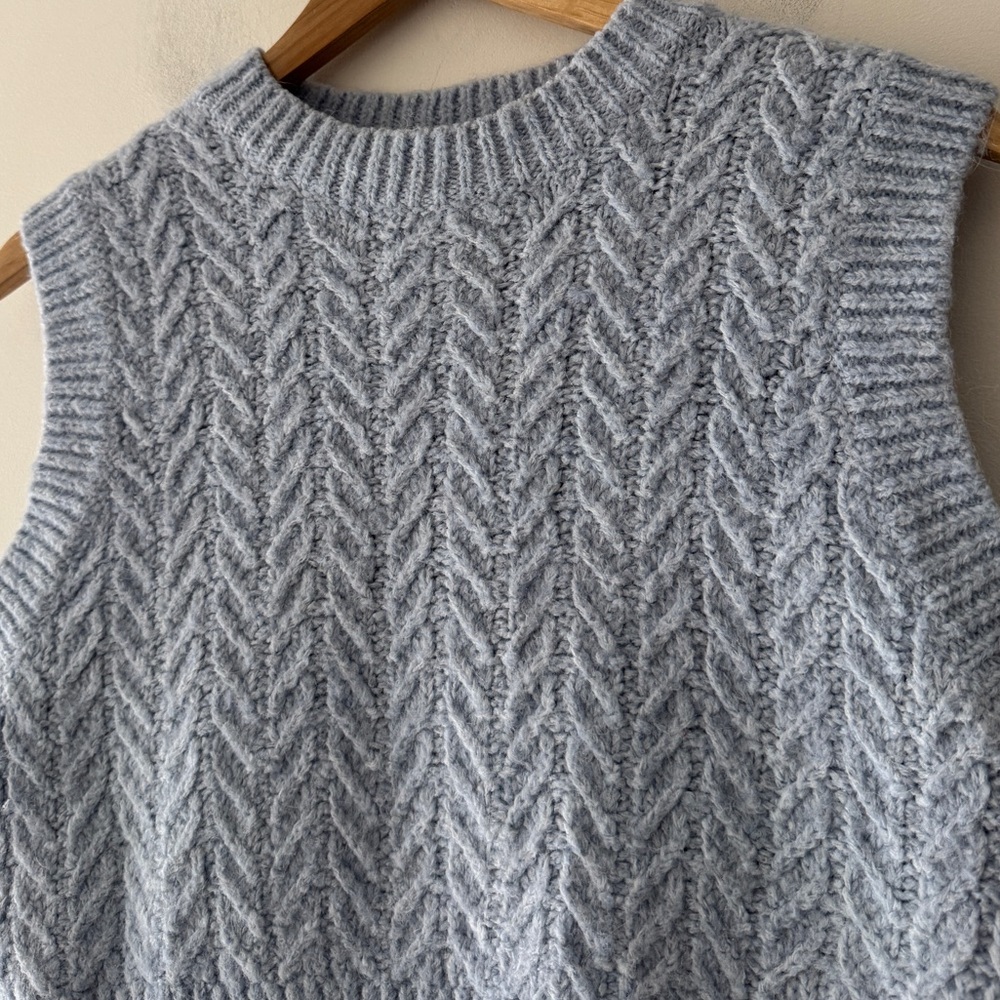 Zara Baby Blue Cable Knit Sweater Vest Wool Alpaca Blend - Picture 4 of 12
